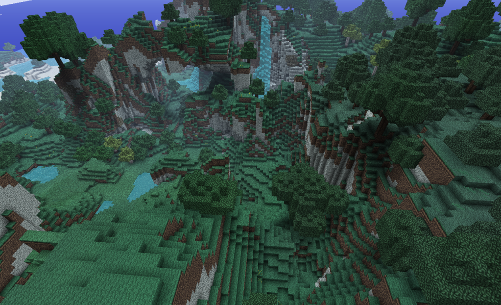 minecraft waterfall mountain seed