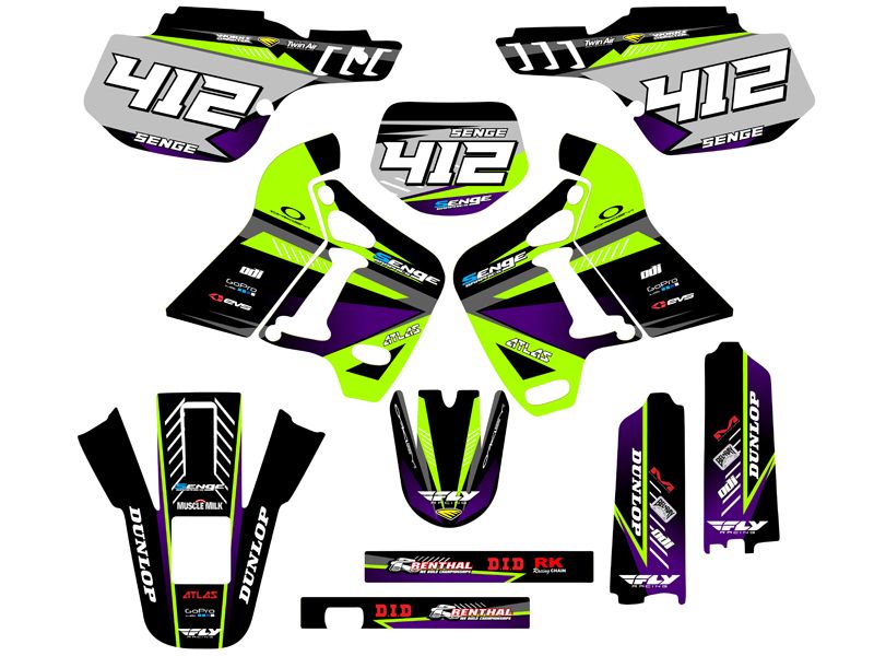 1991 1992 1993 1994 KDX 200 GRAPHICS KAWASAKI KDX200 DECO DECALS ...