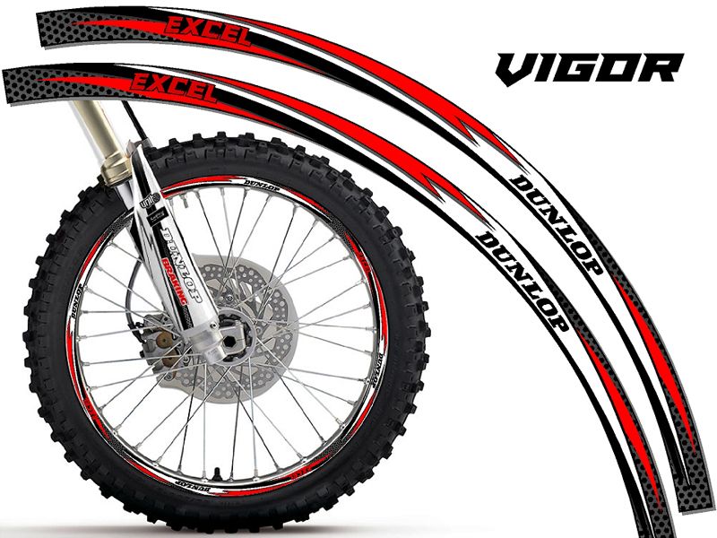 VIGOR DIRT BIKE RIM PROTECTORS CHOOSE YOUR SIZE DIRTBIKE DECALS STICKERS DECO