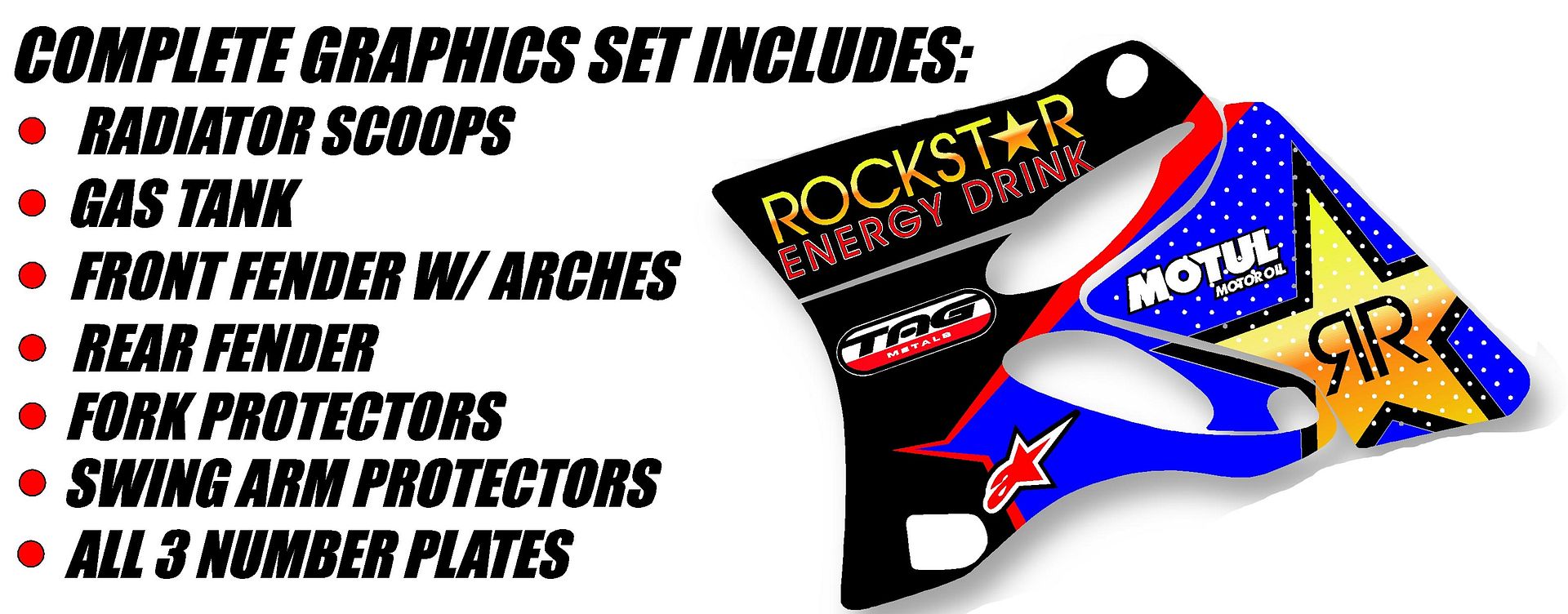 1993 1994 1995 YZ 125 250 ROCKSTAR GRAPHICS KIT YAMAHA  