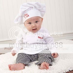   Baby Boy Mini Chef Costume Outfits Top Pants Hat 3 15 months  